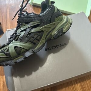 Balenciaga Men's Olive and Black Athletic Shoes